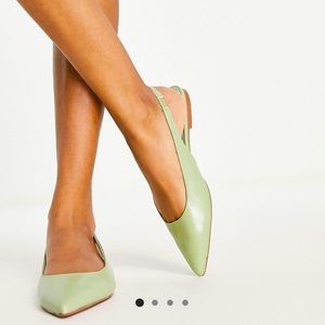 ASOS DESIGN Lala pointed sling back flats in sage